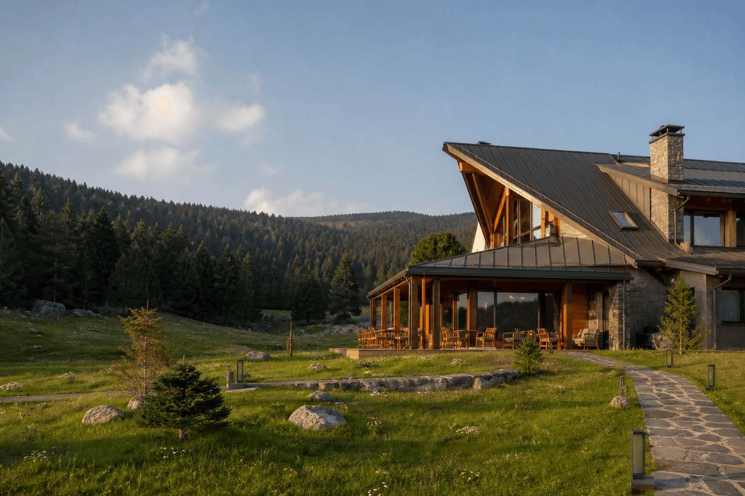 Bolu doğasında Mavi Kadraj Otel atmosferi